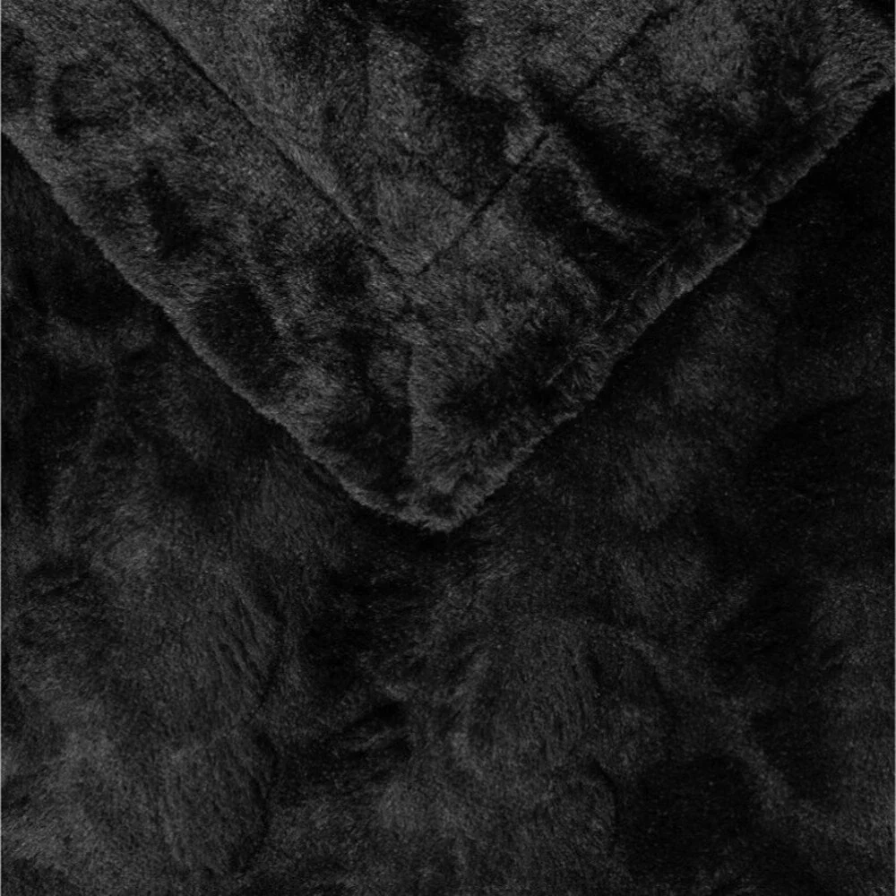 TOONOW Faux Fur Luxury Throw Blanket,Double Side Soft Fluffy Fuzzy Blanket Black - Picture 3 of 5